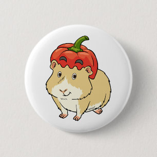 Badge Rond 5 Cm Guinée Cochon Halloween Citrouille habiller