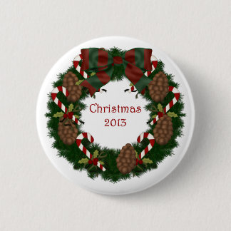 Badge Rond 5 Cm Guirlande 2013 de cône de pin de Noël avec le