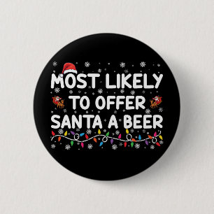 Badge Rond 5 Cm Guirlande de Noël pour offrir une bière au Père No