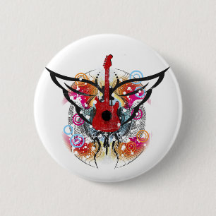 Badge Rond 5 Cm Guitare à ailes