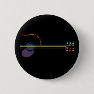Badge Rond 5 Cm Guitare au néon