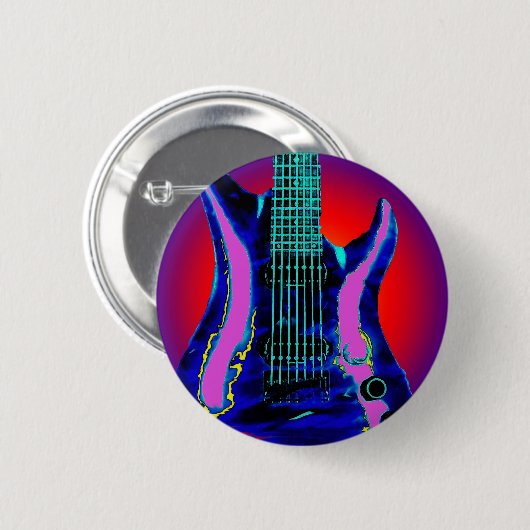 Badge Rond 5 Cm Guitare d'aquarelle (Devant & derrière)