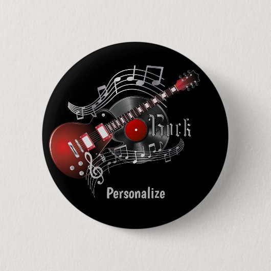Badge Rond 5 Cm Guitare de roche - rouge (Devant)