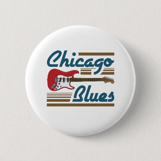 Badge Rond 5 Cm Guitare musicienne de Chicago Blues (Devant)