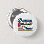 Badge Rond 5 Cm Guitare musicienne de Chicago Blues (Devant & derrière)