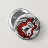 Badge Rond 5 Cm Guitare rouge (Devant & derrière)