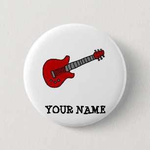 Badge Rond 5 Cm Guitare rouge de Rockin