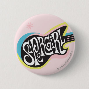 Badge Rond 5 Cm Guitare supergirl