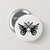 Badge Rond 5 Cm Guitares et crânes croisés (Devant & derrière)