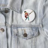 Badge Rond 5 Cm Guitariste (En situation)