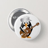 Badge Rond 5 Cm Guitariste pingouin (Devant & derrière)