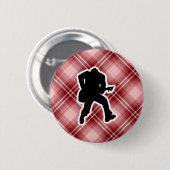 Badge Rond 5 Cm Guitariste rouge de plaid (Devant & derrière)