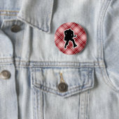 Badge Rond 5 Cm Guitariste rouge de plaid (En situation)
