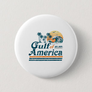 Badge Rond 5 Cm Gulf Of Us America Est 2025 Retro Vintage Beach