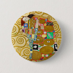 Badge Rond 5 Cm Gustav Klimt Exécution Nouveau Couple