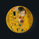 Badge Rond 5 Cm Gustav Klimt The Kiss<br><div class="desc">Button featuring Gustav Klimt’s oil painting with gold leaf The Kiss (1908). A man and woman,  wearing brilliant golden colors,  lovingly embrace and kiss in a field of flowers. A great gift for fans of Art Nouveau and Austrian art.</div>