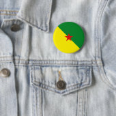 Badge Rond 5 Cm Guyane Fisheye Flag Button (En situation)