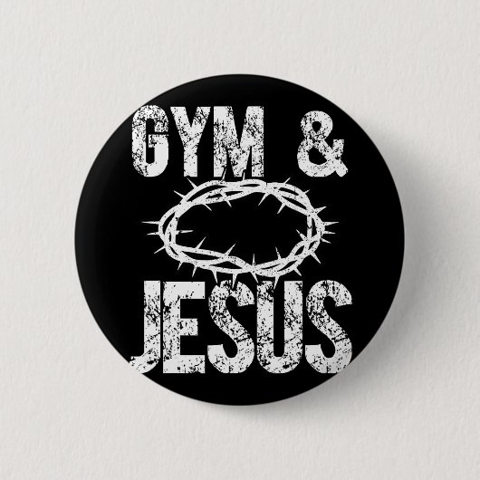 Badge Rond 5 Cm Gym And Jesus Christian Bodybuilder Religious Body (Devant)