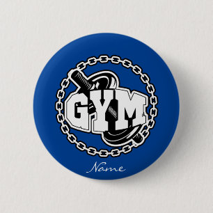 Badge Rond 5 Cm Gym Barbell Logo Thunder_Cove