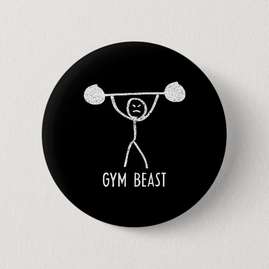 Badge Rond 5 Cm Gym Beast Funny Bodybuilding Exercise Fitness Work (Devant)
