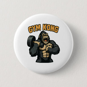 Badge Rond 5 Cm Gym Kong Drôle de musculation Fitness Gorille Bête