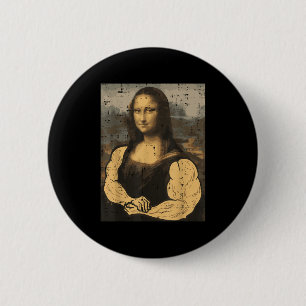 Badge Rond 5 Cm Gymnase Mona Lisa Muscle Amusement Entraînement Fi