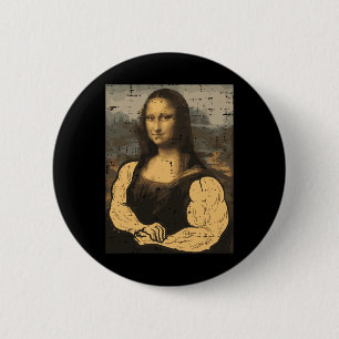 Badge Rond 5 Cm Gymnase Mona Lisa Muscle Amusement Entraînement Fi