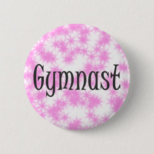 Badge Rond 5 Cm Gymnaste rose et blanc