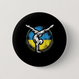 Badge Rond 5 Cm Gymnastique Artistique Ukrainienne Drapeau Ukraine