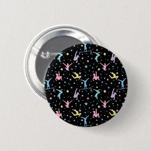 Badge Rond 5 Cm Gymnastique Féminine Gymnastes avec Étoiles