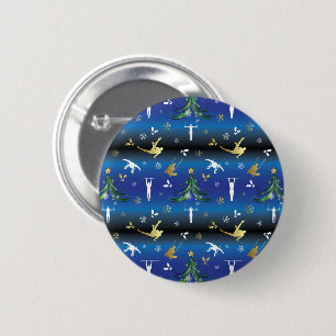 Badge Rond 5 Cm Gymnastique masculine Snowflake sapin de Noël