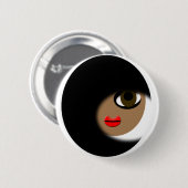 Badge Rond 5 Cm Habillement de fille d'Afro-américain ! (Devant & derrière)