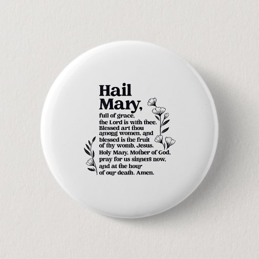 Badge Rond 5 Cm Hail Mary Prayer Marian Floral Christian Blessed M (Devant)