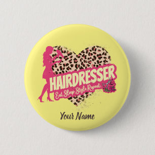 Badge Rond 5 Cm Hairtraver leopard Hair Hustler Hairstylist