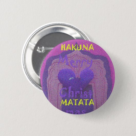 Badge Rond 5 Cm Hakuna Matata Joyeux Noël Amour Design (Devant & derrière)