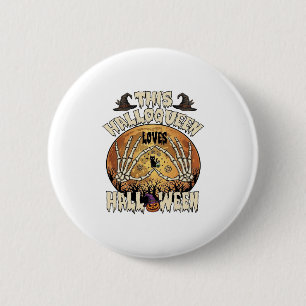 Badge Rond 5 Cm Halloqueen Aime Halloween Squelette Mains Chat Noi