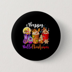 Badge Rond 5 Cm Hallothanksmas Halloween Action de grâce Noël