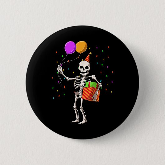 Badge Rond 5 Cm Halloween Anniversaire Soirée Skeleton Anniversair (Devant)