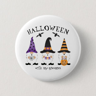 Badge Rond 5 Cm Halloween Avec Mes Gnomes Violet Orange