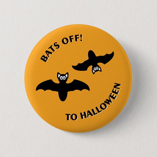 Badge Rond 5 Cm Halloween Bats Orange (Devant)