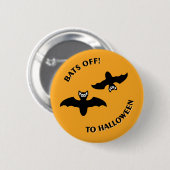 Badge Rond 5 Cm Halloween Bats Orange (Devant & derrière)