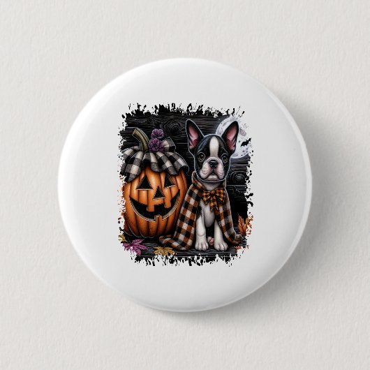 Badge Rond 5 Cm Halloween Boston Terrier Dog (Devant)