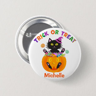 Badge Rond 5 Cm Halloween Cat Trick Or Treat