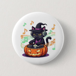 Badge Rond 5 Cm Halloween chat Dj T-shirt surdimensionné