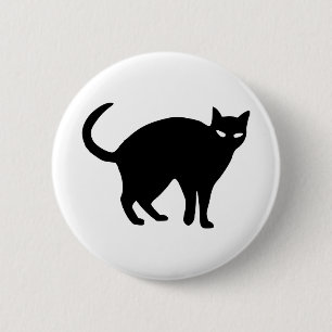 Badge Rond 5 Cm Halloween Chat Noir Éffrayant Angry Tête Animal An