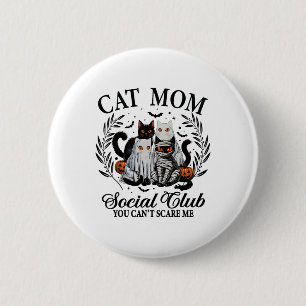 Badge Rond 5 Cm Halloween Chat Noir Social Club Chat Éffrayant got