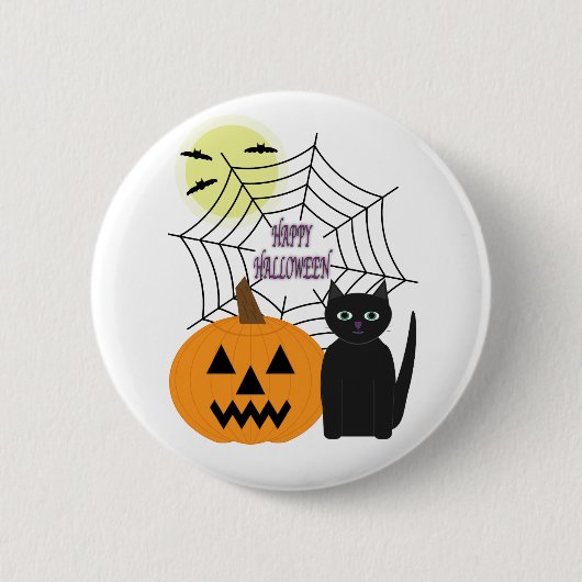 Badge Rond 5 Cm Halloween chats et Citrouilles (Devant)