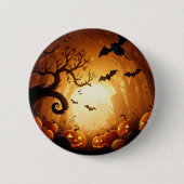 Badge Rond 5 Cm Halloween/chauve-souris/Citrouille/automne (Devant)