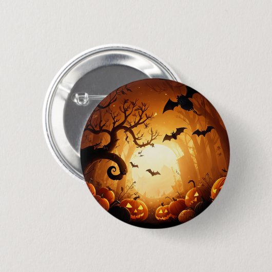 Badge Rond 5 Cm Halloween/chauve-souris/Citrouille/automne (Devant & derrière)
