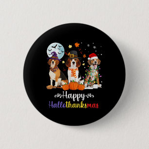 Badge Rond 5 Cm Halloween Chien beagle Joyeux Noël Joyeux Hallowee
